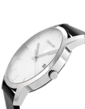 Calvin Klein City White Dial Black Leather Strap Watch for Men - K2G2G1CD