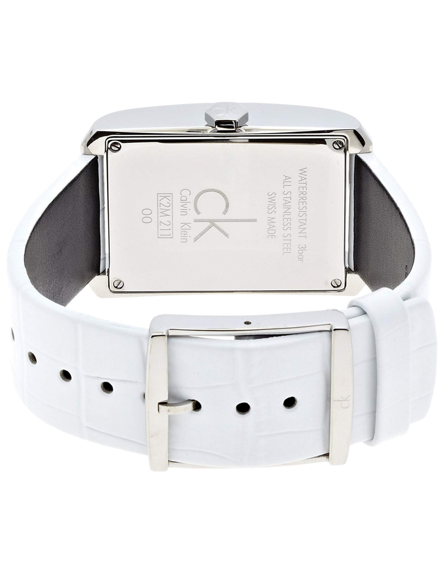Calvin Klein Window White Dial White Leather Strap Watch for Men - K2M21120
