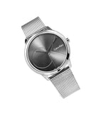 Calvin Klein Minimal Black Dial Silver Mesh Bracelet Watch for Men - K3M21123