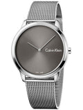 Calvin Klein Minimal Grey Dial Silver Mesh Bracelet Watch for Men - K3M211Y3