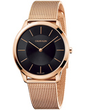 Calvin Klein Minimal Black Dial Rose Gold Mesh Bracelet Watch for Men - K3M2162Y