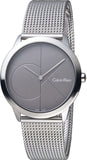 Calvin Klein Minimal Black Dial Silver Mesh Bracelet Watch for Women - K3M22123