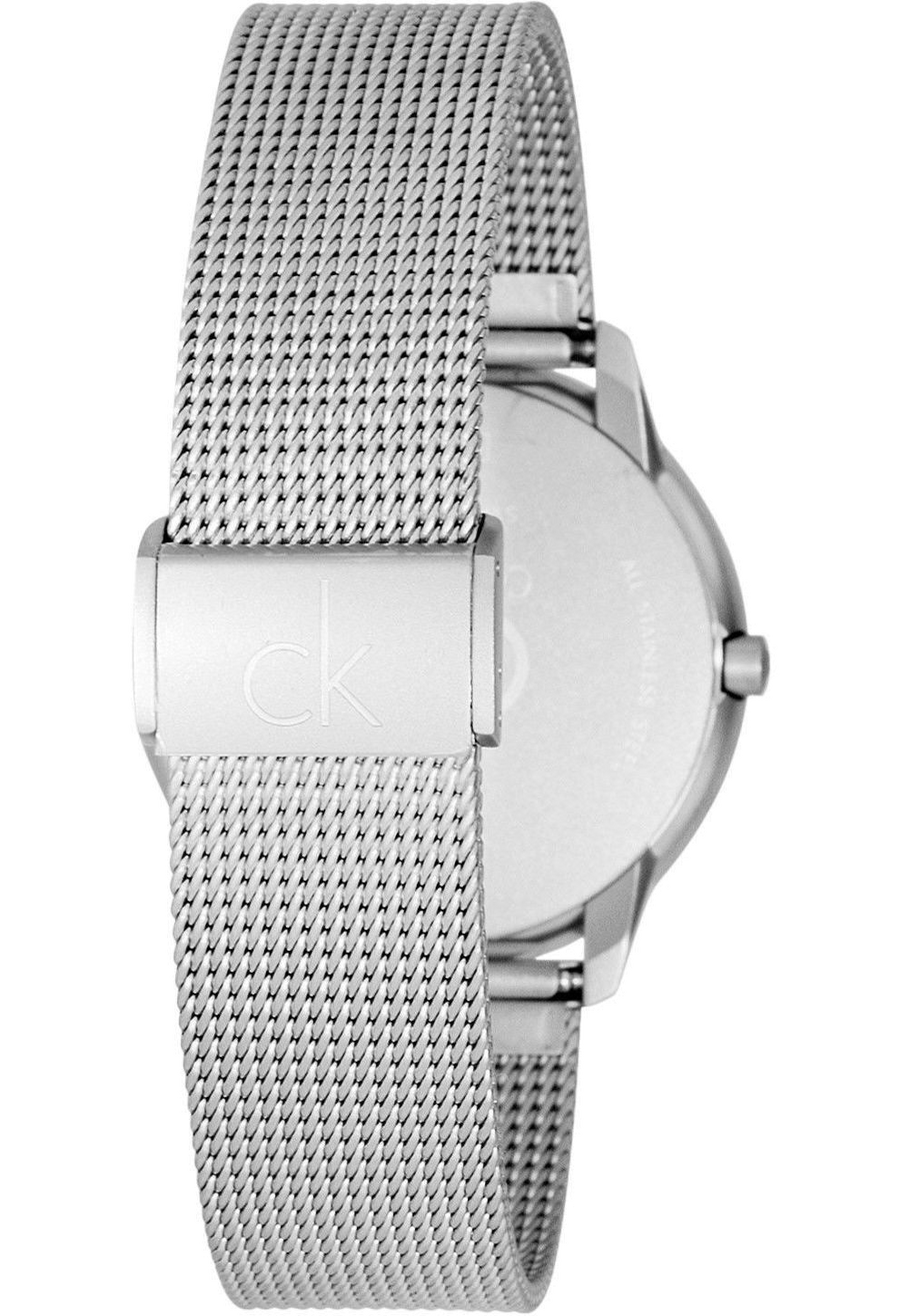 Calvin Klein Minimal White Dial Silver Mesh Bracelet Watch for Men - K3M22126