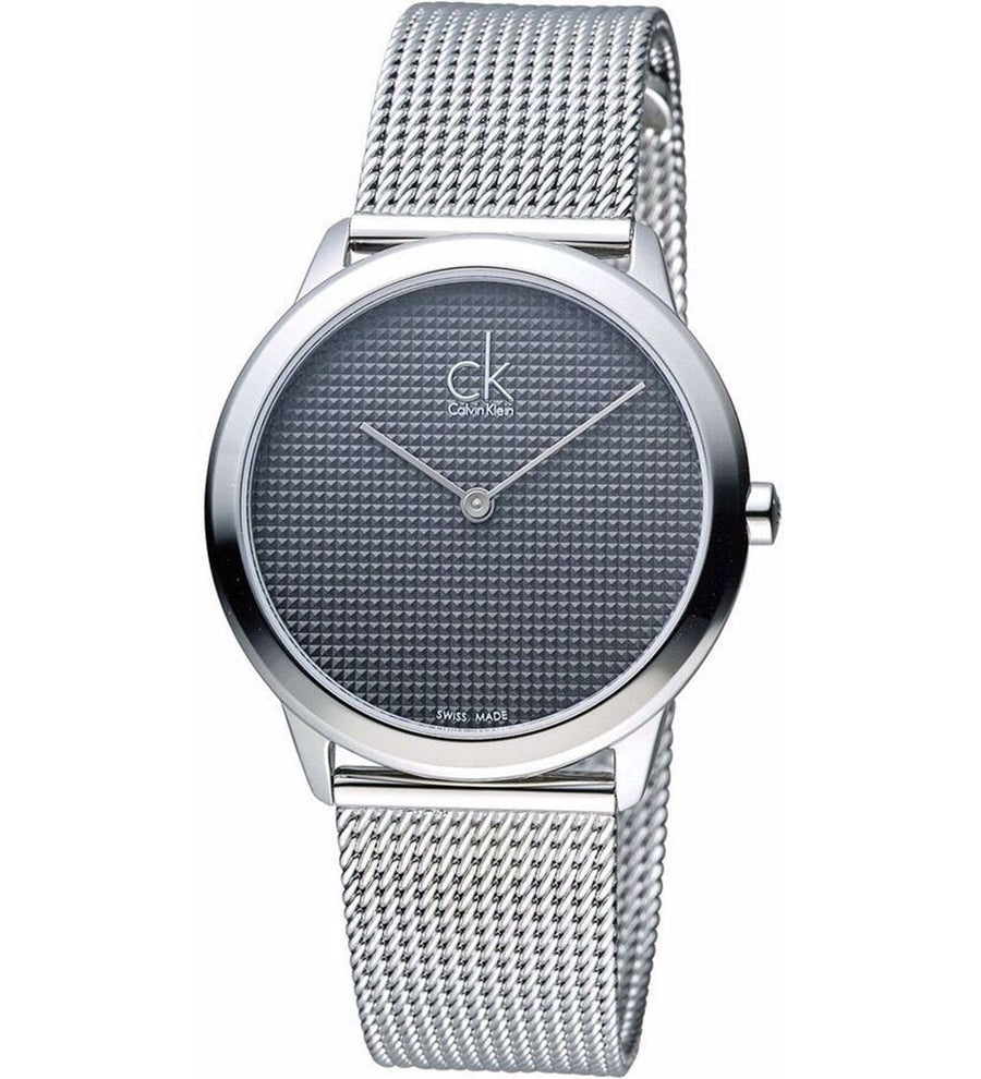 Calvin Klein Minimal Grey Dial Silver Mesh Bracelet Watch for Women - K3M2212X