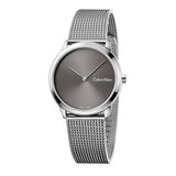 Calvin Klein Minimal Grey Dial Silver Mesh Bracelet Watch for Women - K3M221Y3