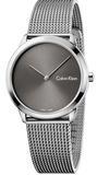 Calvin Klein Minimal Grey Dial Silver Mesh Bracelet Watch for Men - K3M22124