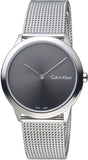 Calvin Klein Minimal Grey Dial Silver Mesh Bracelet Watch for Women - K3M221Y3