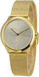 Calvin Klein Minimal Silver Dial Gold Mesh Bracelet Watch for Women - K3M22526