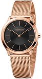 Calvin Klein Minimal Black Dial Rose Gold Mesh Bracelet Watch for Women - K3M2262Y