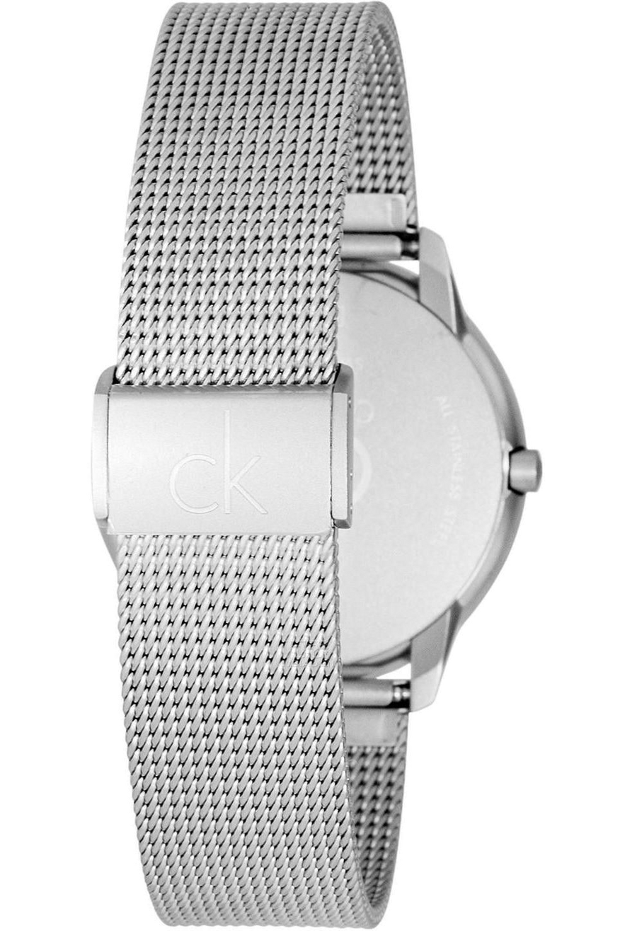 Calvin Klein Minimal Grey Dial Silver Mesh Bracelet Watch for Women - K3M23124