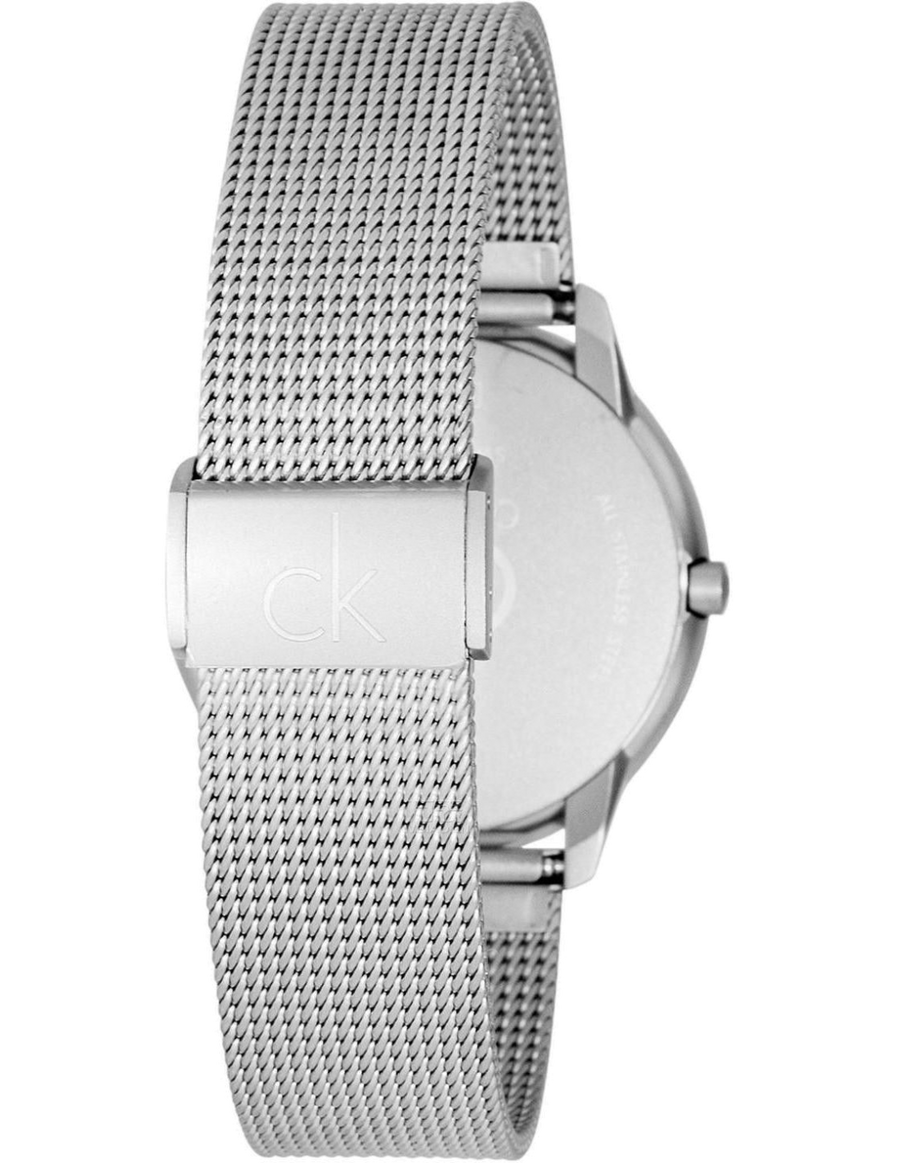 Calvin Klein Minimal White Dial Silver Mesh Bracelet Watch for Women - K3M23126