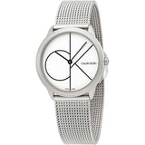 Calvin Klein Minimal White Dial Silver Mesh Bracelet Watch for Women - K3M5215X