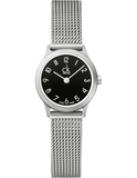 Calvin Klein Minimal Black Dial Silver Mesh Bracelet Watch for Women - K3M53151