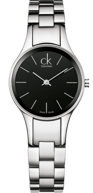 Calvin Klein Simplicity Black Dial Silver Steel Strap Watch for Women - K4323130