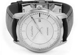 Calvin Klein Infinity Silver Dial Black Leather Strap Watch for Men - K5S341C6