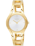 Calvin Klein Class White Dial Gold Steel Strap Watch for Women - K6R23526