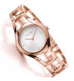 Calvin Klein Class White Dial Rose Gold Steel Strap Watch for Women - K6R23626