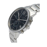 Calvin Klein Post Minimal Chronograph Black Dial Silver Steel Strap Watch for Men - K7627161