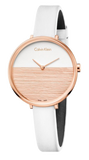 Calvin Klein Rise White Dial White Leather Strap Watch for Women - K7A236LH