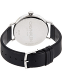 Calvin Klein Even White Dial Black Leather Strap Watch for Women - K7B211C6