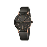 Calvin Klein Boost Black Dial Black Leather Strap Watch for Men - K7Y21TCZ