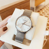 Calvin Klein White Dial Silver Mesh Bracelet Watch for Women - K8M21126