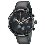 Calvin Klein High Noon Black Dial Black Leather Strap Watch for Men - K8M274CB