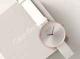 Calvin Klein Full Moon White Dial White Leather Strap Watch for Women - K8Y236L6