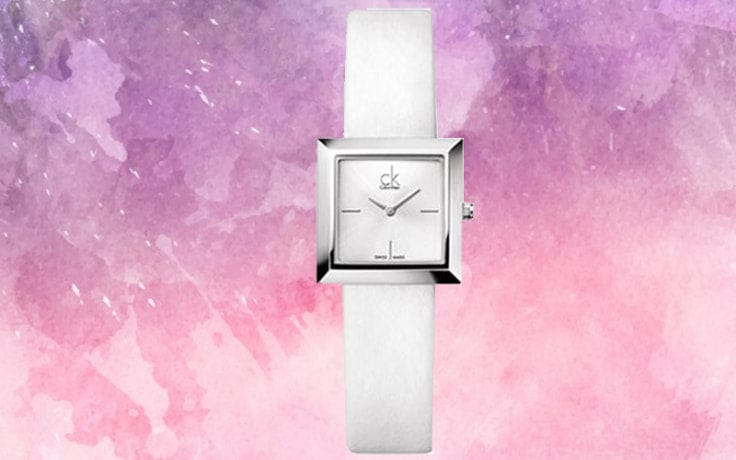 Calvin Klein Mark Silver Dial White Leather Strap Watch for Women - K3R231L6