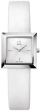 Calvin Klein Mark Silver Dial White Leather Strap Watch for Women - K3R231L6