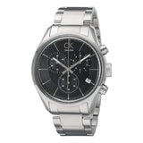Calvin Klein Masculine Chronograph Black Dial Silver Steel Strap Watch for Men - K2H27104