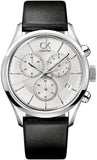 Calvin Klein Masculine Chronograph White Dial Black Leather Strap Watch for Men - K2H27120