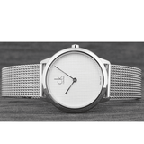 Calvin Klein Minimal White Dial Silver Mesh Bracelet Watch for Women - K3M2212Y