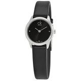 Calvin Klein Minimal Black Dial Black Leather Strap Watch for Women - K3M231CS