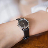 Calvin Klein Minimal Black Dial Black Leather Strap Watch for Women - K3M231CS