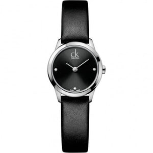 Calvin Klein Minimal Black Dial Black Leather Strap Watch for Women - K3M231CS