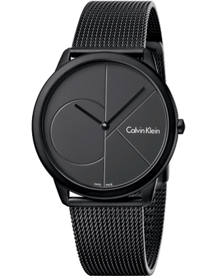 Calvin Klein Minimal Black Dial Black Mesh Bracelet Watch for Men - K3M514B1