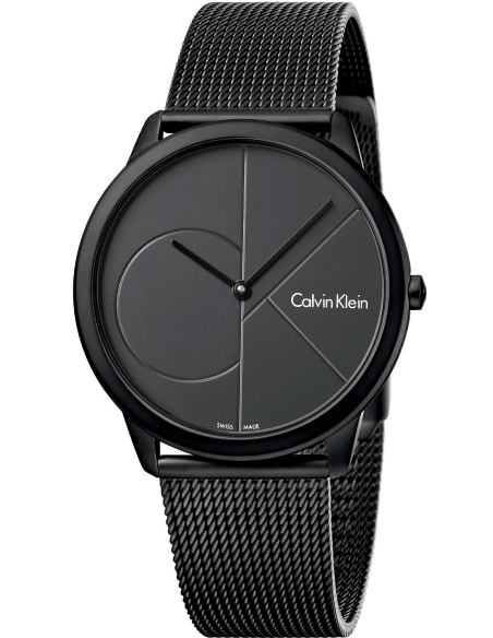 Calvin Klein Minimal Black Dial Black Mesh Bracelet Watch for Men - K3M514B1