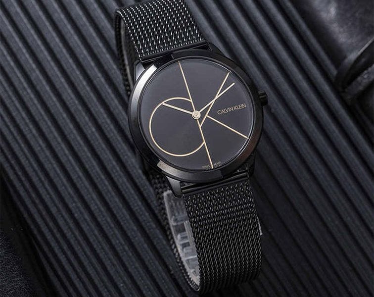Calvin Klein Minimal Black Dial Black Mesh Bracelet Watch for Women - K3M224X1