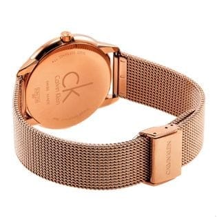 Calvin Klein Minimal Black Dial Rose Gold Mesh Bracelet Watch for Men - K3M2162Y