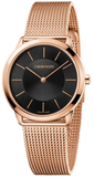 Calvin Klein Minimal Black Dial Rose Gold Mesh Bracelet Watch for Women - K3M2262Y