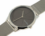 Calvin Klein Minimal Black Dial Silver Mesh Bracelet Watch for Men - K3M21123