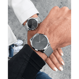 Calvin Klein Minimal Black Dial Silver Mesh Bracelet Watch for Women - K3M22123