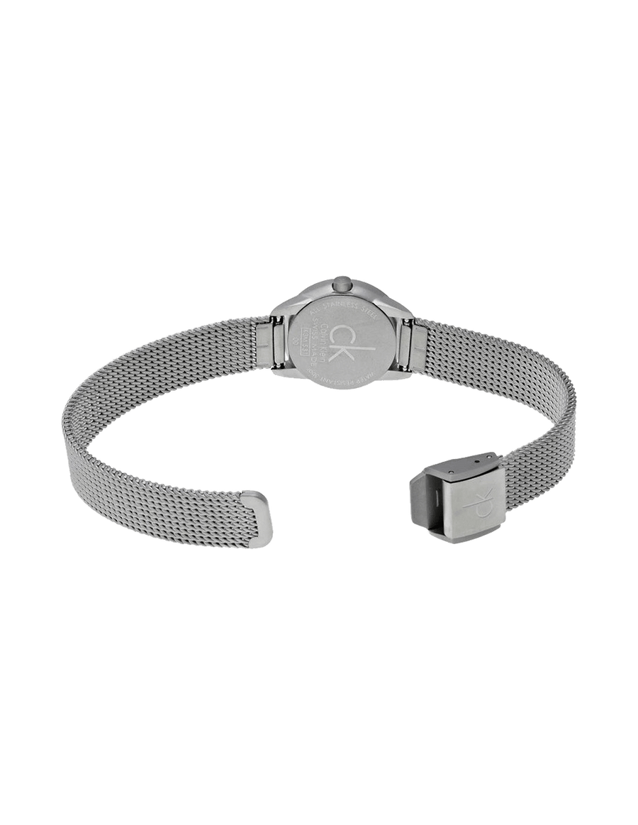 Calvin Klein Minimal Black Dial Silver Mesh Bracelet Watch for Women - K3M53151