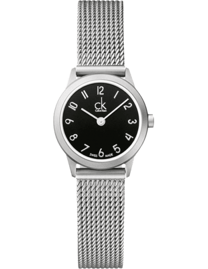 Calvin Klein Minimal Black Dial Silver Mesh Bracelet Watch for Women - K3M53151