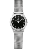 Calvin Klein Minimal Black Dial Silver Mesh Bracelet Watch for Women - K3M53151