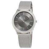 Calvin Klein Minimal Grey Dial Silver Mesh Bracelet Watch for Men - K3M22124