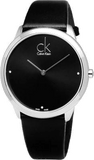 Calvin Klein Minimal Diamonds Black Dial Black Leather Strap Watch for Men - K3M211CS