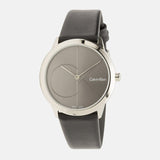 Calvin Klein Minimal Grey Dial Black Leather Strap Watch for Men - K3M221C3
