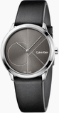 Calvin Klein Minimal Grey Dial Black Leather Strap Watch for Men - K3M221C3